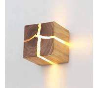 HYSJDMNC Applique Murale LED en Bois craquelé d'intérieur Vintage - Éclairage Haut et Bas - Éclairage Mural carré en Bois - Veilleuse rétro G4 - Lampe de Chevet pour Chambre à Coucher, Salon, hôtel,