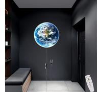 HYSJDMNC Applique Murale LED en Forme de Terre avec télécommande à intensité Variable, Lampe d'intérieur Ronde pour Chambre d'enfant avec Interrupteur et Prise de câble, éclairage de Chevet, Lampe de