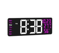 HYSJDMNC Horloge Murale à LED à Grand écran avec télécommande Alarme Temple Affichage de température 12/24 Heures pour Le Salon et Les Chambres