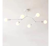 HYSJDMNC Lampes suspendues 6 lustres de Style Nordique en Forme de Branche, luminaire moléculaire E27 pour Chambre à Coucher, Salon, Salle à Manger, Blanc + lumière neutre-7W YYuan