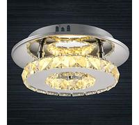 HYSJDMNC Lampes suspendues Cristal Carré/Rond LED Lustre Moderne Plafonnier Encastré pour Chambre Salon Couloir Lampe Rond + Transparent-Blanc Chaud YYuan