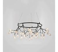 HYSJDMNC Lampes suspendues Luciole Lustre Nordique Créatif Pendentif Lumière Branche d'arbre Ronde Suspension Plafond Lampe Suspendue pour Salon Chambre Restaurant Noir + WhiteLight-45 YYuan