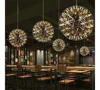 HYSJDMNC LED Spark Ball Suspension Créative Gypsophile Ronde en Acier Inoxydable Feux d'artifice Lustre Plafonnier Décoratif Plafonnier pour Chambre Salon Café Centre Commercial
