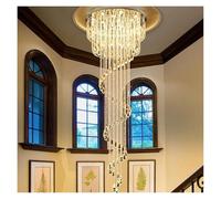 HYSJDMNC Lustre en Cristal LED Lampe de Salon Villa de Luxe atmosphérique Duplex Cage d'escalier Circulaire créative Longues Lampes à Fil suspendues (lumière Chaude D80cm)