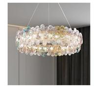 HYSJDMNC Moderne Luxe Cinq Feuilles Fleur LED Pendentif Lumière Lustre en Verre Salon Lustre Éclairage Chambre Lampe Suspendue Luminaires Suspendus Lumière (D60cm)