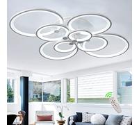 HYSJDMNC Plafonnier LED 100 W lumière Moderne 8 Anneaux éclairage de Salon dimmable avec télécommande Cadre en métal Abat-Jour en Acrylique Rond décoratif Chambre Salle à Manger Cuisine