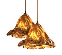 HYSJDMNC Plafonnier Suspendu en résine postmoderne, Simulation rétro créative, Feuille de Lotus fanée, Lustre Zen, plafonnier décoratif pour Chambre à Coucher, Salon, 11,1 Pouces
