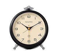 HYSJDMNC Réveil du réveil ANALOGE ALOLOGE, 6 Pouces Round Allow Clock Non ticked, Batterie, réveil de l'alarme Super Silencieux, Conception élégante Simple pour Le Bureau d'alarme numérique de Bureau