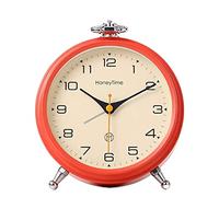 HYSJDMNC Réveil du réveil ANALOGE ALOLOGE, 6 Pouces Round Allow Clock Non ticked, Batterie, réveil Super Silencieux, Conception élégante Simple pour Le Bureau d'alarme numérique de Bureau/Chambre