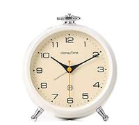 HYSJDMNC Réveil du réveil ANALOGE ALOLOGE, 6 Pouces Round Allow Clock Non ticked, Batterie, réveil Super Silencieux, Conception élégante Simple pour Le Bureau d'alarme numérique de Bureau/Chambre