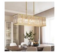 HYSJDMNC S Suspension rectangulaire en Cristal à 4 lumières LED pour îlot de Cuisine, décoration de Salon, Noir Mat (doré)
