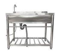 HYSOPSPX Évier de Cuisine Commercial autoportant en Acier Inoxydable à Une cuve avec Robinet et égouttoir, lavabo Utilitaire de préparation et de Lavage pour Garage ou buanderie