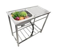 HYSOPSPX Évier Utilitaire en Acier Inoxydable, évier de Cuisine Commercial à Une cuve avec égouttoir, autoportant pour Garage, buanderie ou sous-Sol.
