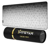 Hystar Tapis de Souris de Jeu étendu | XXL 91,4 x 40,6 cm | 5 mm d'épaisseur, Surface imperméable, Tissu Polyester Lisse et Base en Caoutchouc Naturel | Blanc Poly