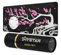 Hystar Tapis de Souris de Jeu étendu | XXL 91,4 x 40,6 cm | 5 mm d'épaisseur, Surface imperméable, Tissu Polyester Lisse et Base en Caoutchouc Naturel | Sakura Dark