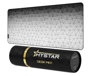 Hystar Tapis de Souris de Jeu étendu | XXL 91,4 x 40,6 cm | 5 mm d'épaisseur, Surface imperméable, Tissu Polyester Lisse et Base en Caoutchouc Naturel | Blanc Poly