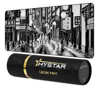 Hystar Tapis de souris de jeu, surface en tissu texturé doux, tissu résistant à l'eau, 5 mm d'épaisseur, dessous de verre en silicone, boîte durable pour le transport, motif rétro Tokyo (noir et blanc