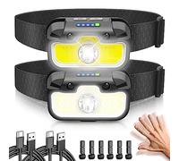 Hyted Lampe Frontale Rechargeable, Super Lumineux 2000LM Torche Frontale LED Puissante avec Voyant Rouge, 14 Modes d'Éclairage, Capteur Mouvement, Lampe Frontale Étanche pour Course, Camping, Pêche