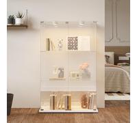 HYTKKBD Armoir de Vitrine, Vitrine en Verre avec LED, Armoire de Salon, 3 Couches avec 2 Porte et Serrure, pour Salon, Chambre à Coucher, Bureau, Blanc