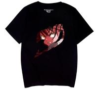 HYTREZSXC Anime Fairy Tail T-Shirt Natsu Dragneel Graphic Printed Short Sleeve to Men Wo Black S