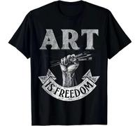 HYTREZSXC Art is Freedom Great for Artists Who Love to Draw Gift Unisex T-Shirt Black XL