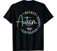 HYTREZSXC Autism Awareness Accept Adapt Advocate Autism Mom Teacher T-Shirt Black M