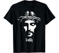 HYTREZSXC Beautiful Jesus Face Crown of Thorns Christian Faith Peace T-Shirt Black XL
