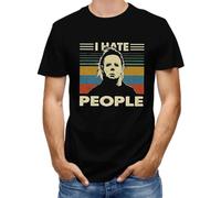 HYTREZSXC Halloween Limited Michael Miles Moonlight Panic T-Shirt - Black I Hate People Black M