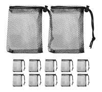 HYTROVE 12 Paquet à Cordon en Filet Polyester Noir, Multi-usages et Portables, Fermeture par Cordon, Lot de 12 pour Rangement la Maison ou Équipement de Sport
