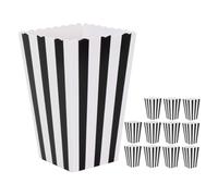 HYTROVE 12 pièces Boîtes à Pop-corn Papier Noir Rayé Lot de Boîtes Snacks Légères et Sûres pour Soirées Cinéma Fêtes et Anniversaires