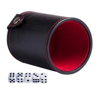 HYTROVE 1ensemble Set de Gobel Dés Cuir PU avec Double Couvercle Léger et Portable pour Jeu de Table Tasse à Dés Compacte avec Inclus Facile à Nettoyer Transporter