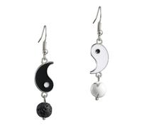 HYTROVE 1paire Boucles Oreilles Pendantes Taiji Noires et Blanches Longues Boucles Oreilles Élégantes pour Femmes Bijoux Goutte Raffinés avec Design Simple et Charme Discret
