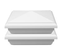 HYTROVE 2 Pièces Chapeau de Poteau en Pvc Blanc 10cm Style Anglais Élégant Pointe Pyramidal Carré, Décoratif et Résistant la Décoloration pour Poteaux Métalliques Bois, pour Terrasses et