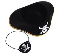 HYTROVE 2 Pièces Kit Chapeau Pirate et Cache-œil Or, en Non-tissé