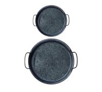HYTROVE 2 Pièces Plateau Photo en Fer Forgé Noir Rond avec Poignée, Grand Format, 2 Tailles, Plateau de Rangement, Style Ancien pour Décoration Maison