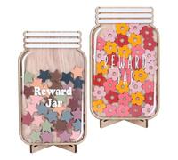 HYTROVE 2ensembles Pots à Récompenses Bois avec Étoiles et Fleurs Système de Gestion Comportementale Positive pour Garçon Fille Outil Encouragement pour Apprentissage et Autodiscipline