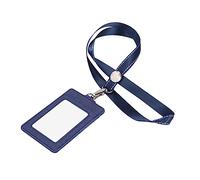HYTROVE 2Pièces Housse de Carte Identité PU avec Cordon Extensible Titulaire de Badge Pratique pour Professionnel et Usage Couleur Bleu Foncé