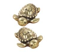 HYTROVE 2pièces Statue De Tortue Laiton Miniature Figurine Feng Shui Animalière Ornement De Bureau pour Décoration Étagère