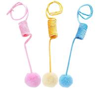 HYTROVE Balle pour Chat Interactive à Ressort Clochette, Jouet en Peluche Coloré Petit Format, Lot De 3 Pièces, Jouet D’intérieur pour Chatons Et Chats Joueurs