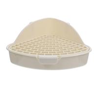 HYTROVE Boîte à Litière Triangulaire en Plastique Blanc pour Lapins et Cochons d'Inde Contrôle des Odeurs et Base Filtrante pour Jardins et Parcs