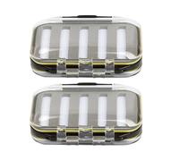 HYTROVE Boîte à Mouches de Pêche Double Face 2 Pièces Noire en Plastique | Étanchéité Totale, Format de Poche, Lot de 2, Boîte à Mouches avec Insert
