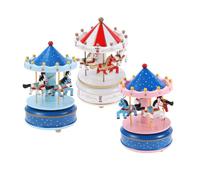 HYTROVE Boîte à Musique Carrousel en Bois Blanc Rotative sans Pile Ornements de Carrousel pour Anniversaire et Décoration Romantique