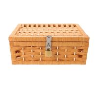 HYTROVE Boîte de Rangement avec Verrou pour Jouets et Documents Importants, Grosse Capacité, en Corde de Papier et Fer Aspect Rotin, pour Dortoir ou Placard