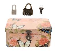 HYTROVE Boîte de Rangement Métallique avec Serrure Codée pour Petits Objets et Présents, Style Simple avec Motifs Adorables, Adaptée pour École et Usine, Finition Fine et Transport