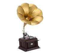HYTROVE Boîte Ornement De Phonographe Vieux Tourne-Disque Détenteur du Record Décoration D'époque Tourne-Disque Phonographe Haut-Parleur Tourne-Disque Haut-parleurs en Vinyle Le Fer Golden