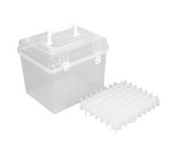 HYTROVE Boîte Portable pour Marqueurs et Stylos avec Poignée, Compartiments Individuels et Base Stable, Organisateur Transparent pour Fournitures de Bureau et Activités Créatives