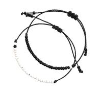HYTROVE Bracelet en Cordon Tressé Ajustable en Fil Ciré, 1 Paire | Perles Noir et Blanc, Style Assorti pour Couple, Présent Noël ou Anniversaire