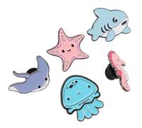 HYTROVE Broche de Col Animaux Marins en Alliage, 5 Pièces, Épingles Décoratives et Polyvalentes pour Femmes, Style Cartoon Adorable pour Noël et Soirées