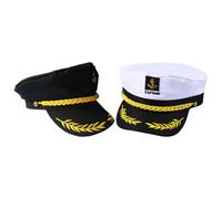 HYTROVE Chapeau de Capitaine de Yacht pour Hommes, 4pcs en Coton Polyester Noir et Blanc, Accessoire Bateau Élégant pour Voyages en Plein Air et Fêtes D'anniversaire
