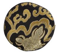 HYTROVE Coussin pour Bol Chantant Tibétain en Tissu Coton Noir Léger, Support Rond Traditionnel pour Décoration de Temple Bouddhiste ou Maison